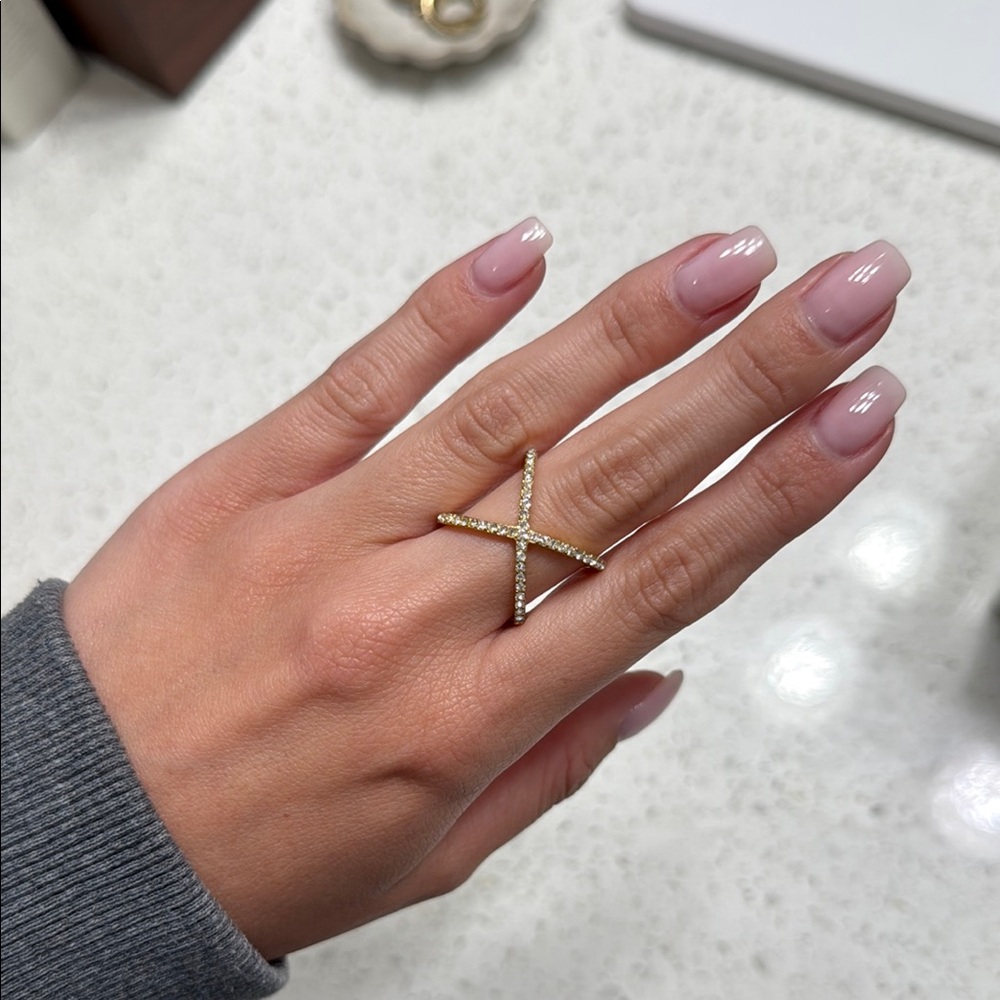 Gold Cross Ring with diamond